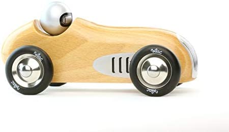 Voiture de course vintage en bois massif laqué