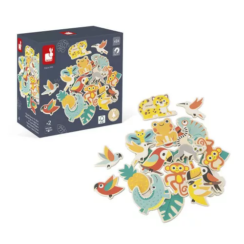 Set 24 magnets en bois Tropik