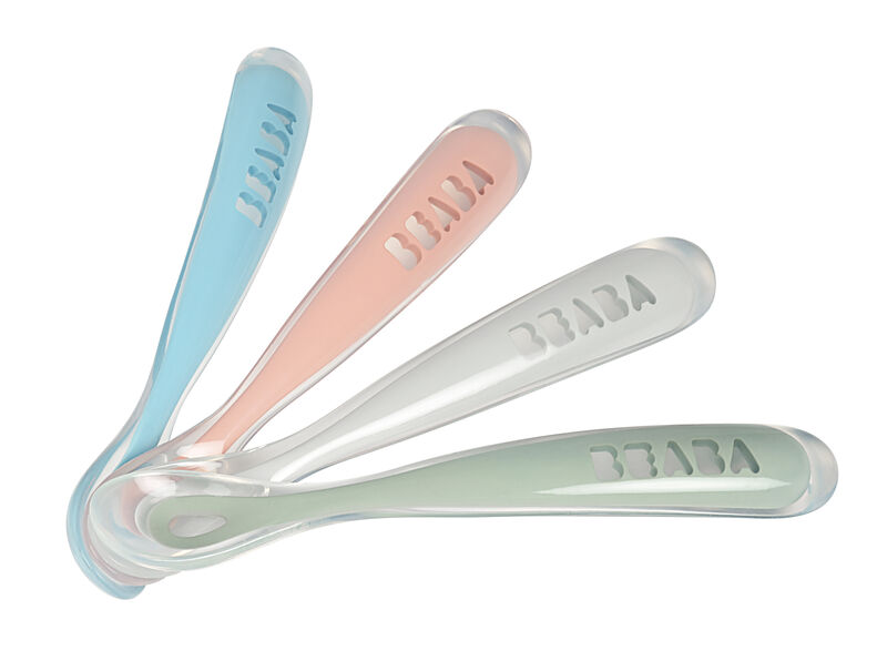 Lot de 4 cuillères premier âge en silicone