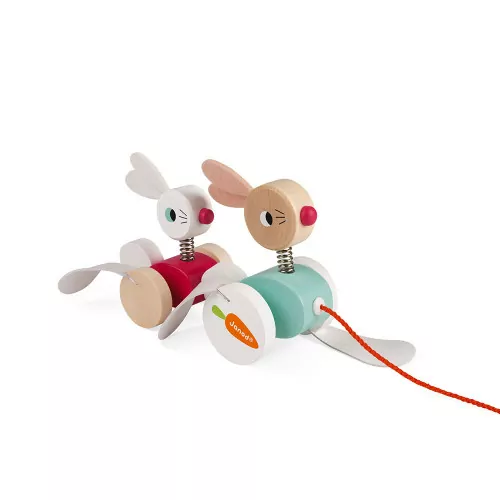 Lapin à promener en bois