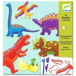 6 pantins à colorier Dinosaures