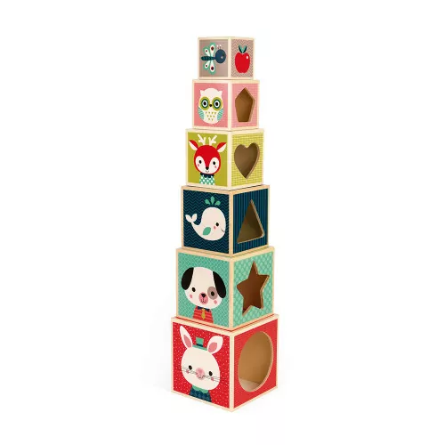 Pyramide 6 cubes en bois