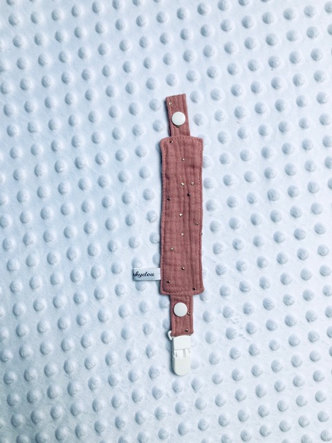 Attache tétine en tissu Rose poudré – Fait main