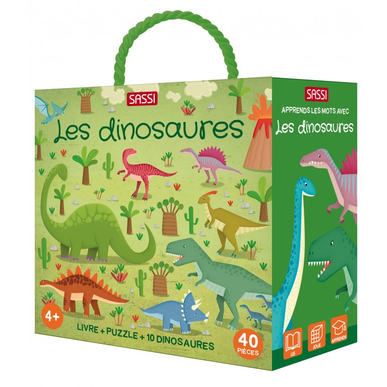 Les dinosaures – Livre + Puzzle + 10 dinosaures