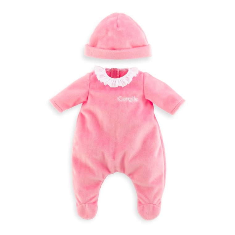 Pyjama rose + bonnet pour poupée 30 cm