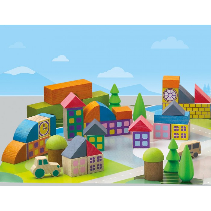 Mini Village en bois 40 pièces