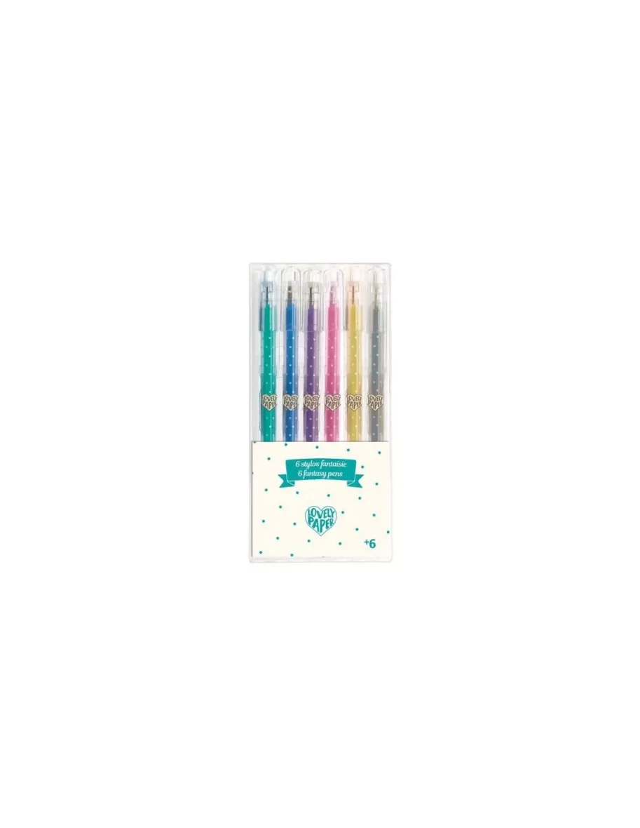 6 stylos gel paillettes