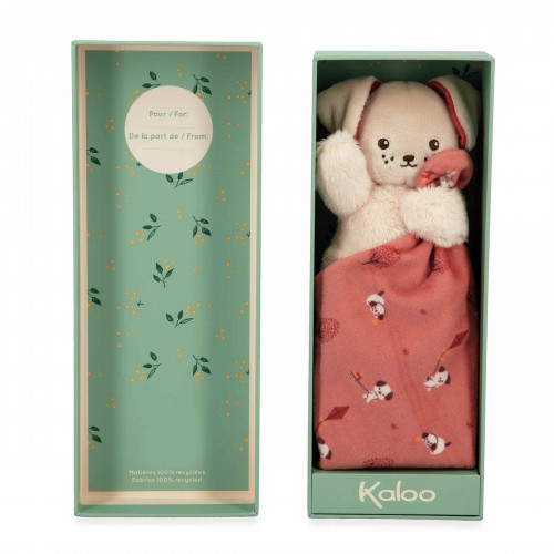 Doudou chien carré douceur brique
