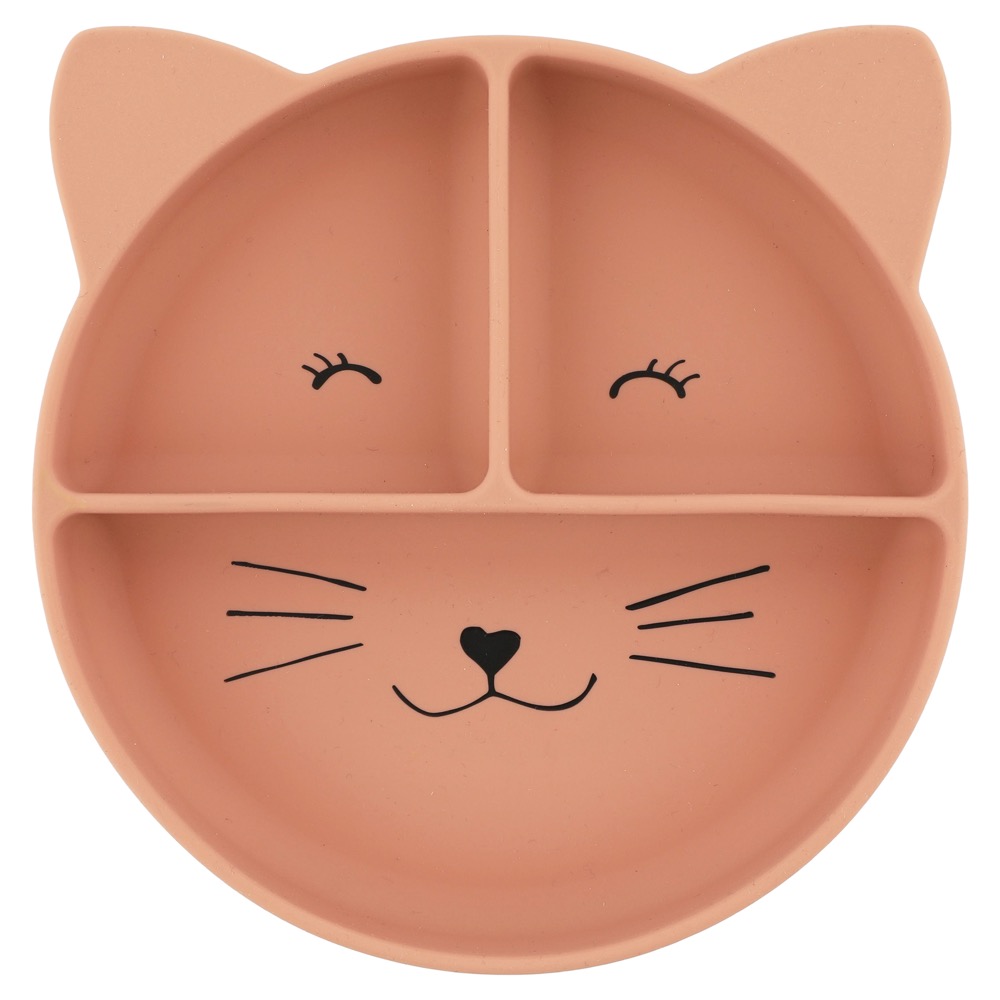 Assiette à compartiments avec ventouse en silicone – Chat