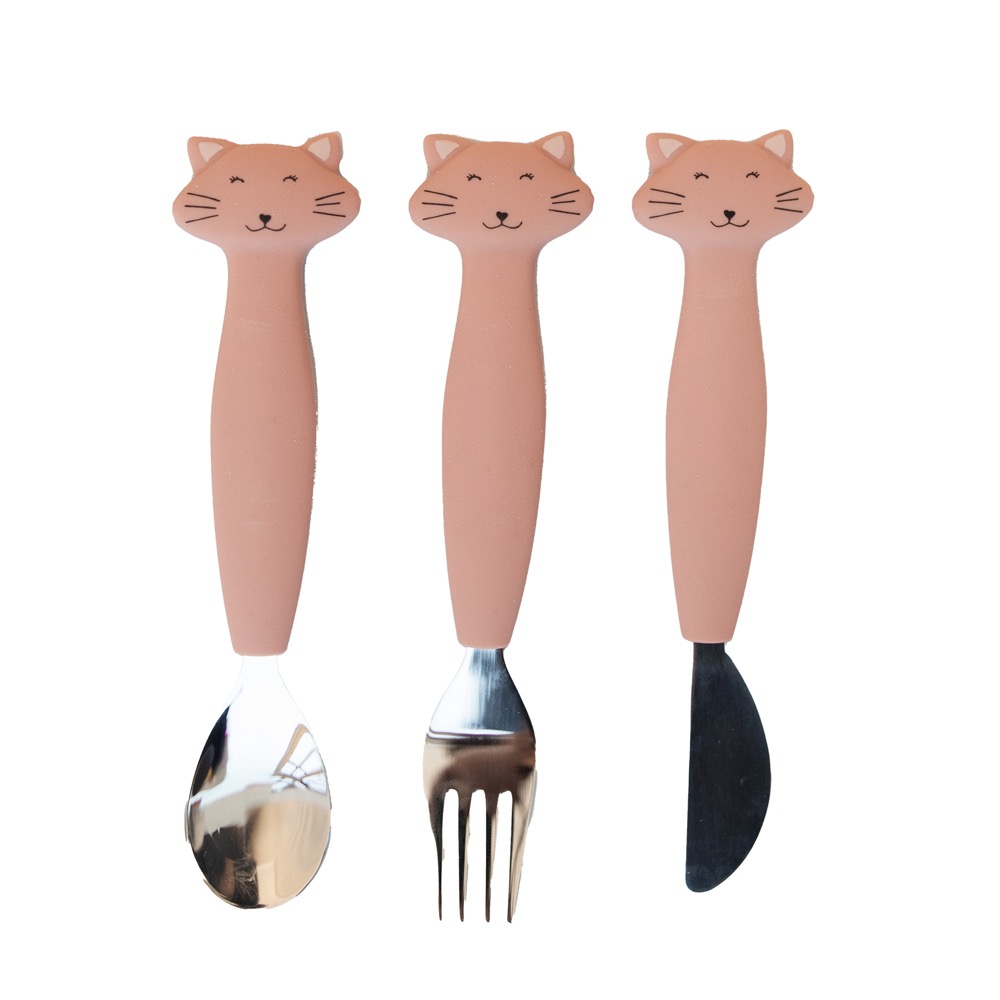 Lot de 3 couverts en silicone – Chat