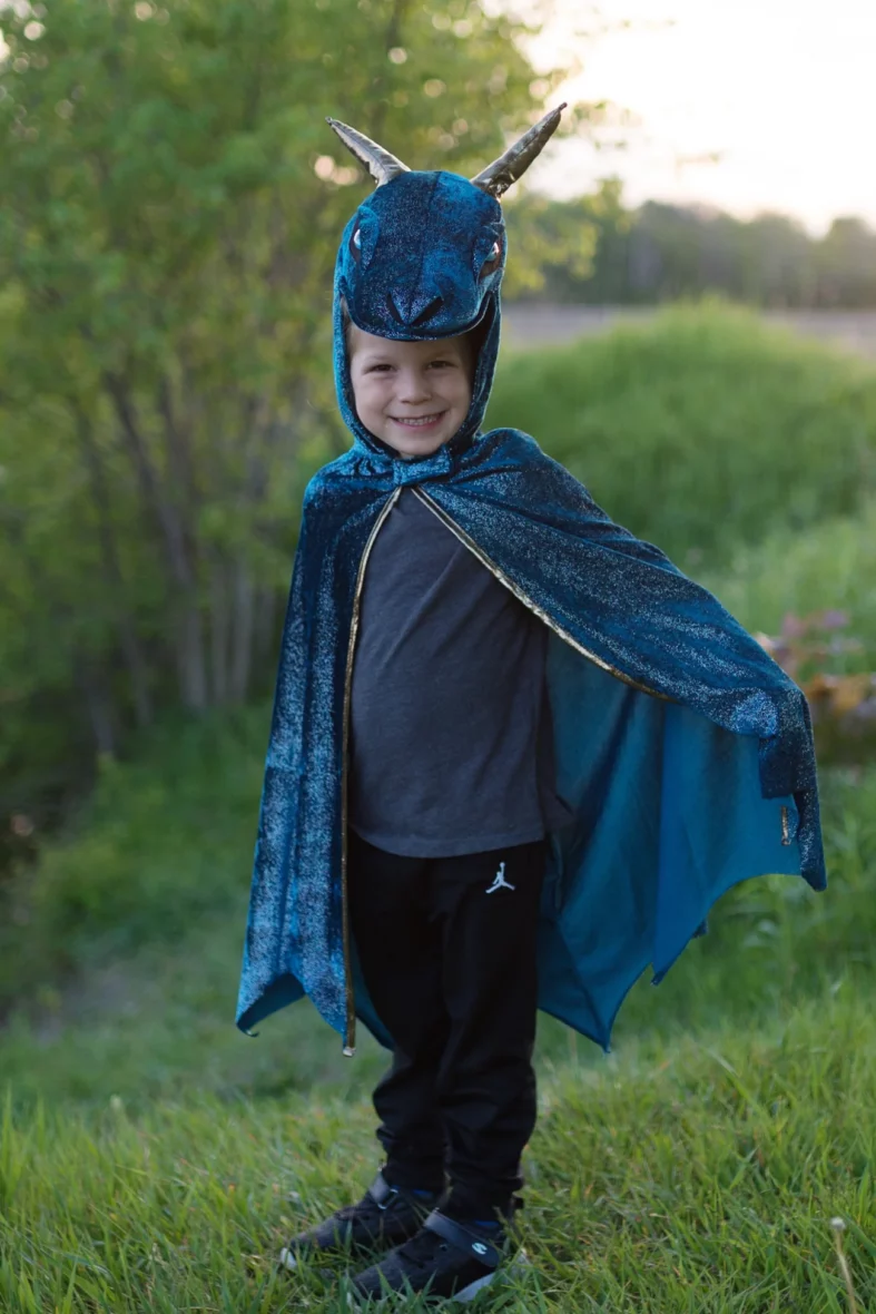 Déguisement de Dragon Bleu Nuit Velours – Taille 5-6 ans