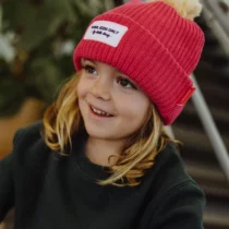 bonnet-enfants-bebes-avec-pompon-coton-biologique-rose-hello-hossy