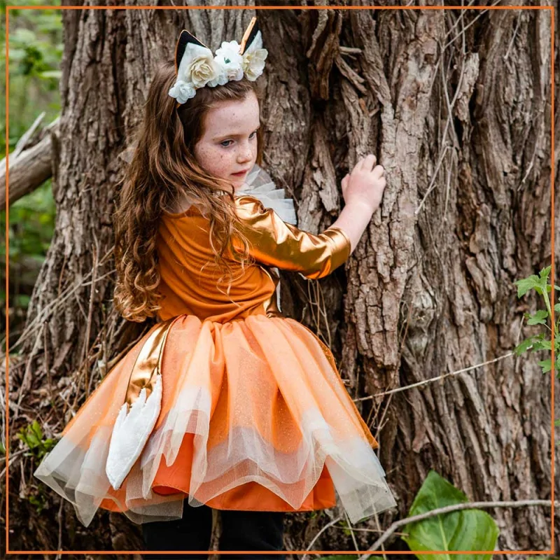 Robe renard des bois en tulle avec serre-tête – Taille3-4 ans