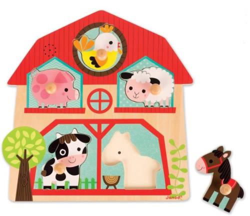 Puzzle musical en bois Copains Ferme 5 pcs
