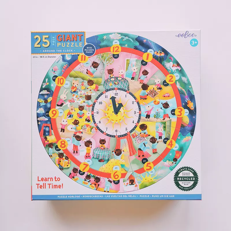 Puzzle géant Horloge / Ma journée – 25 pièces