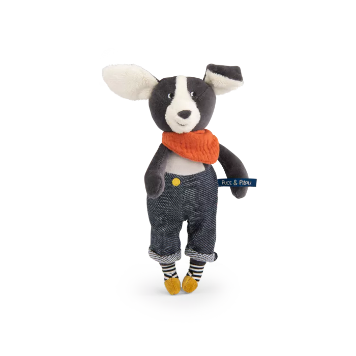 Poupée chien Puce bleu 26 cm – Puce & Pilou