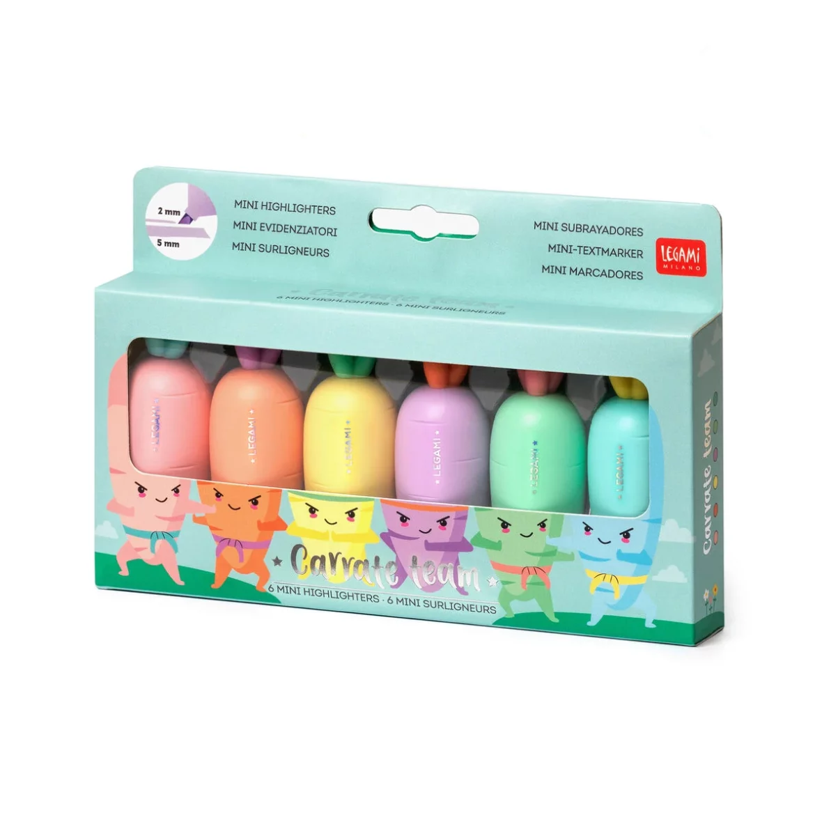 Legami – Set de 6 mini surligneurs Carrate Team