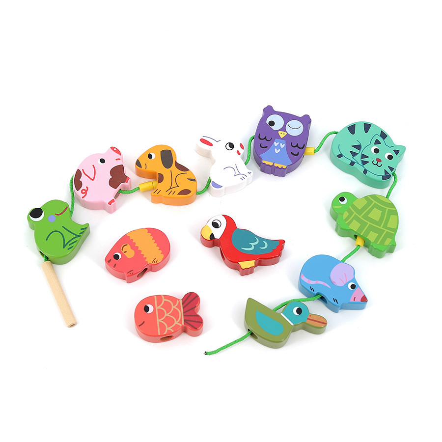 Perles en bois à enfiler Animaux familiers1
