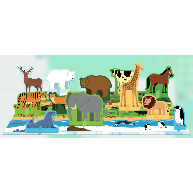 Les animaux – Livre + puzzle 40 pcs + 12 figurines2