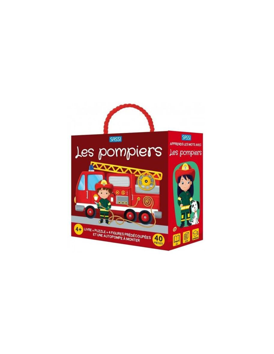 Les pompiers – Livre + puzzle 40 pcs + 4 figurines