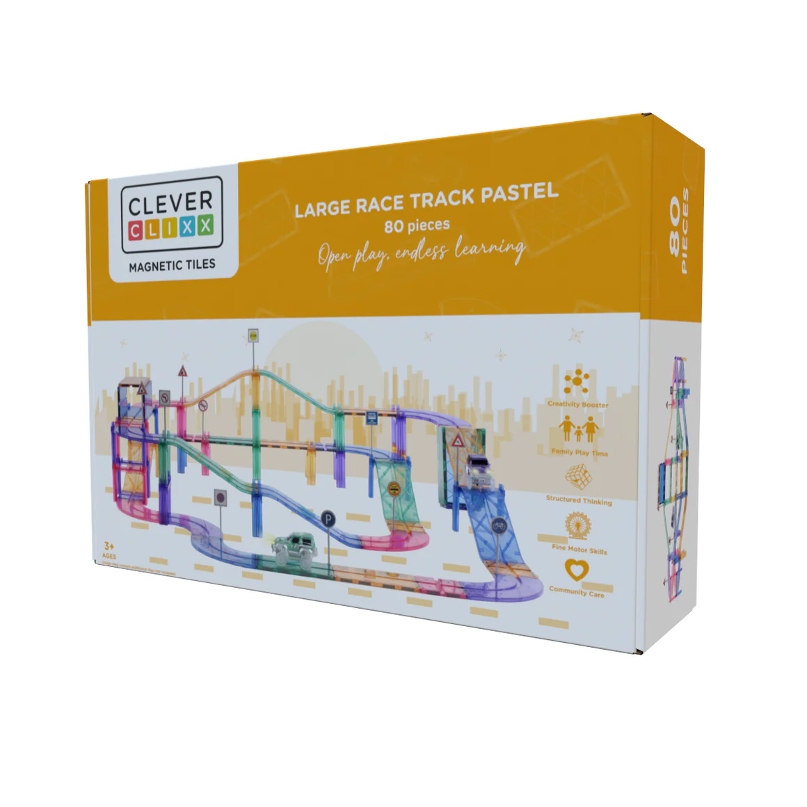Cleverclixx – Grand circuit de course Race Track Pastel 80 pièces