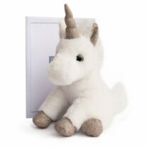 Peluche Licorne paillettes Blanche Or - 23 cm
