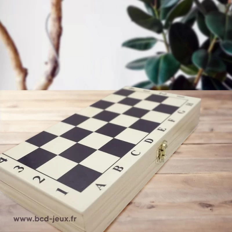Jeu d’échecs pliant imprimé en bois 28 cm1