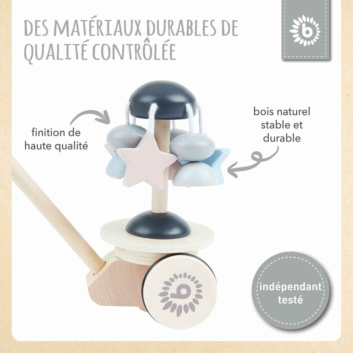 Jouet à pousser Carrousel en bois4