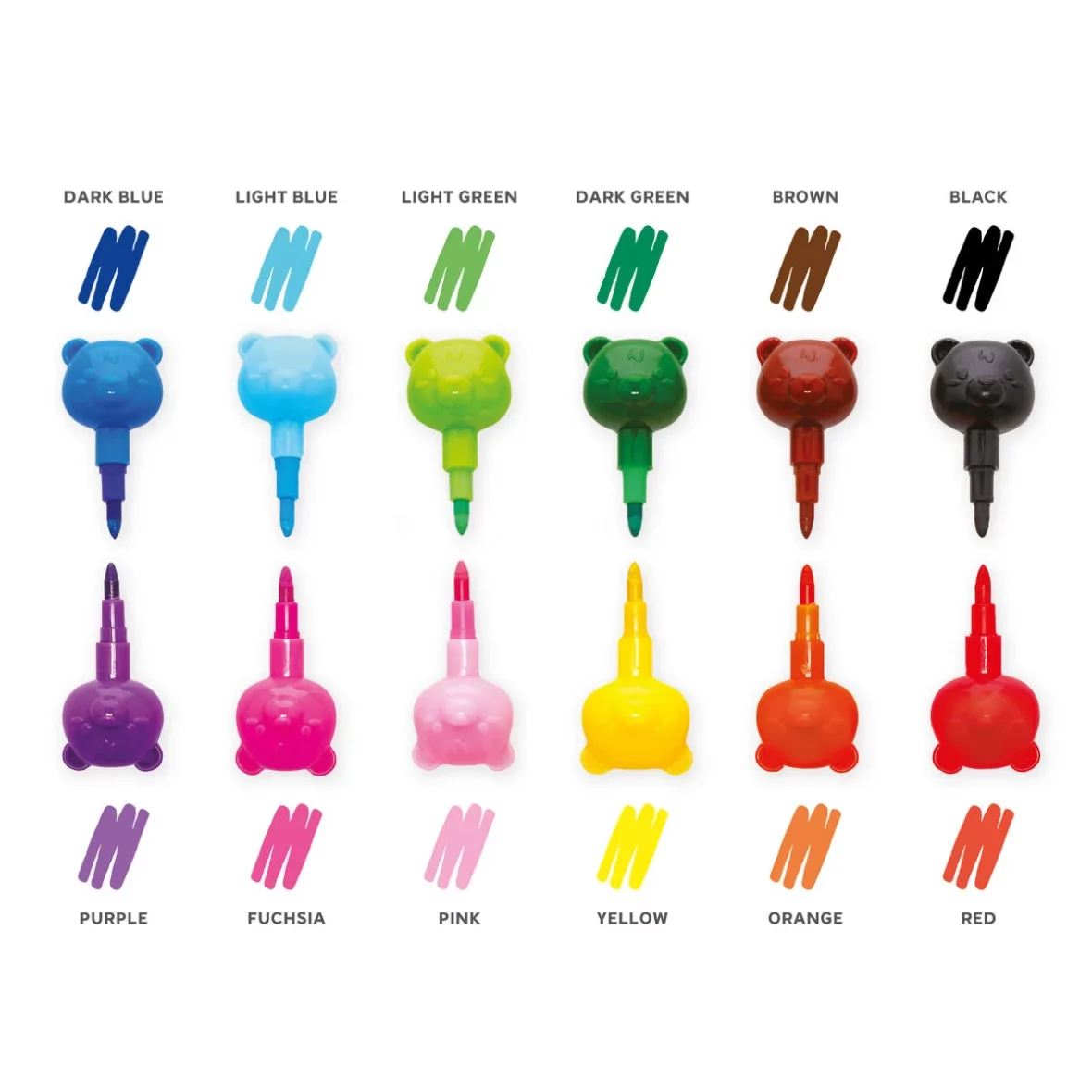 Legami – 12 crayons de couleur empilables – Teddy Bear1